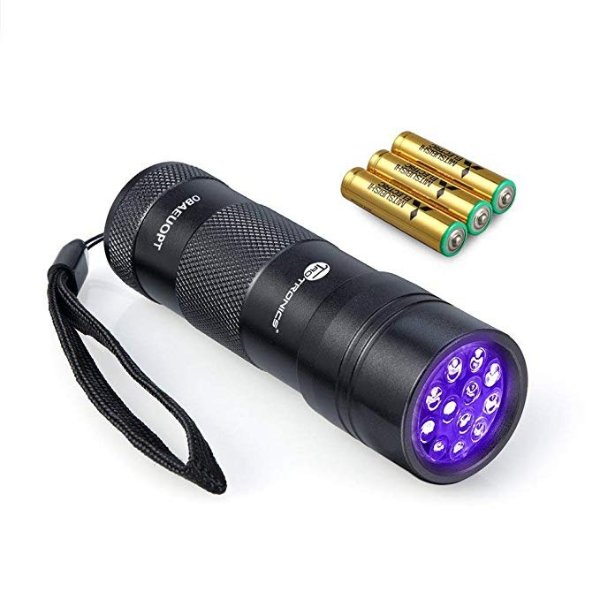Black Light, UV Blacklight Flashlights, 12 LEDs 395nm, 3 Free AAA Batteries, for Pets Urine and Stains Detector
