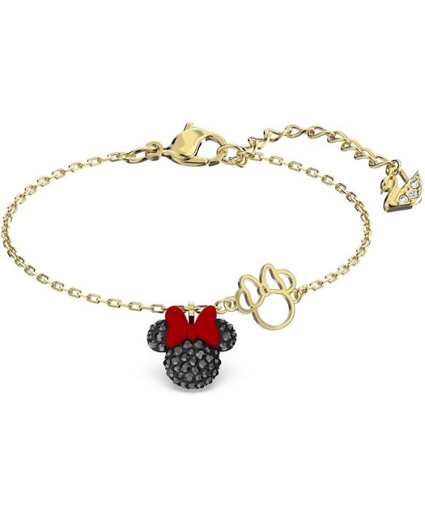 Gold-Tone Crystal Minnie Charm Link Bracelet