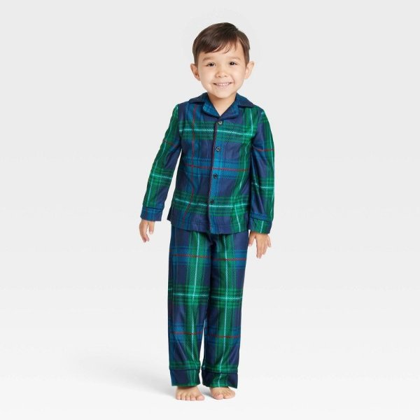 Toddler Holiday Tartan Plaid Flannel Matching Family Pajama Set - Wondershop™ Blue