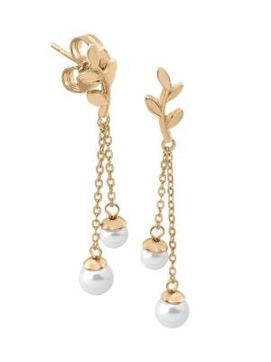 - Gold-Plated Sterling Silver & Faux-Pearl Drop Earrings