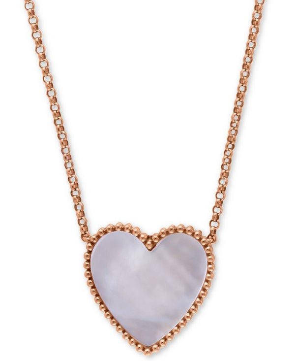 EFFY® Mother-of-Pearl Heart 18" Pendant Necklace in 14k Rose Gold