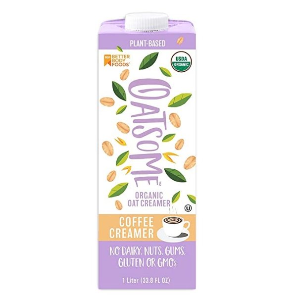 Oatsome Organic Oat Milk Coffee Creamer, Non-Dairy Creamer, Gluten-Free and Plant-Based Creamer, 6-Pack of 1-Liter Cartons