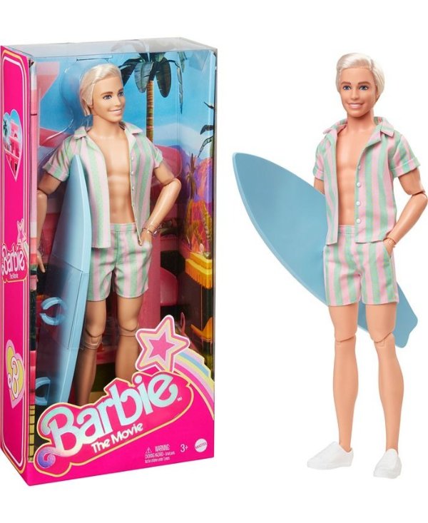 The Movie Collectible Ken Doll Wearing Pastel Striped Beach Matching Set