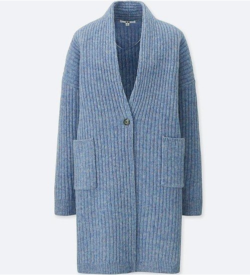 WOMEN WOOL RIBBED KNITTED COAT
