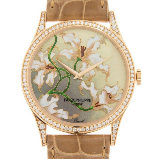 Rare Handcrafts Automatic Diamond Cloisonne Enamel Dial Watch 5077-100R-036
