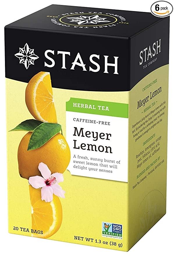Tea Meyer Lemon Herbal Tea, 6 Boxes With 20 Tea Bags Each (120 Tea Bags Total)