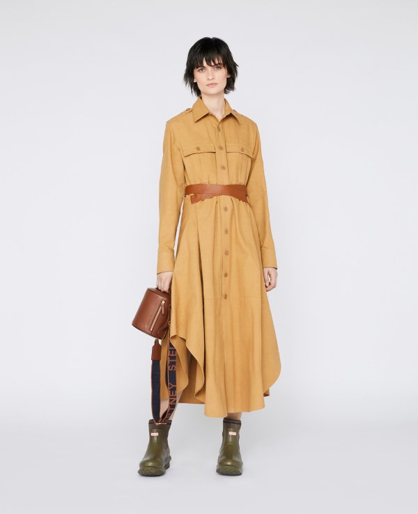 Women's Beige Compact Cotton Shirt Dress | Stella McCartney Men
