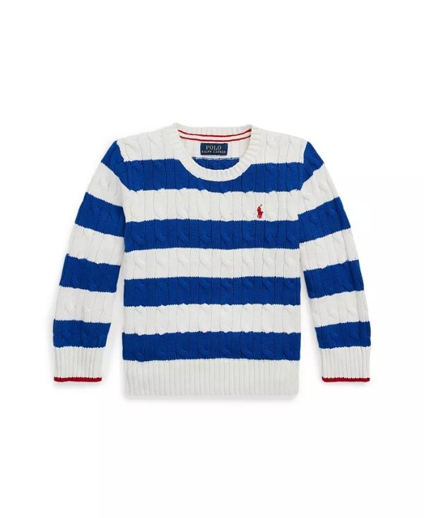 Toddler and Little Boys Striped Cable-Knit Cotton Sweater