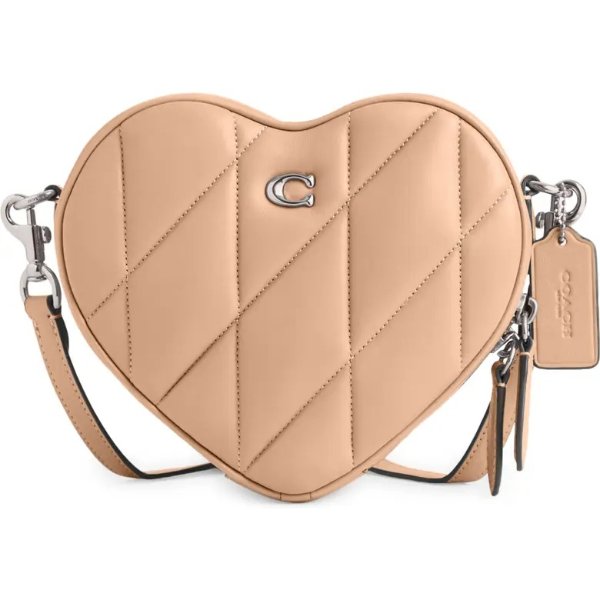 Quilted Heart Leather Crossbody Bag