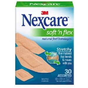 Nexcare Comfort Flexible Fabric Bandage, Assorted Sizes, 30 Count