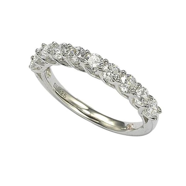 sterling silver white cubic zirconia half band