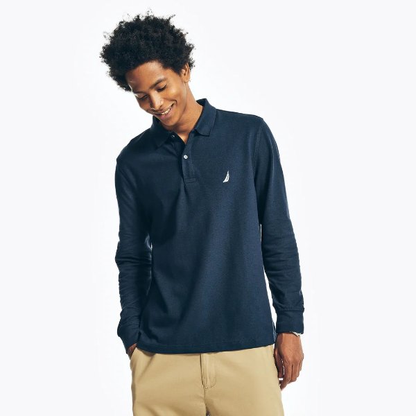 mens classic fit long-sleeve deck polo