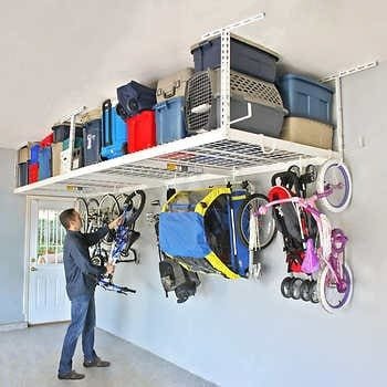 Overhead Garage Storage Combo Kit, Two 4 ft. x 8 ft. Racks, 18-piece Deluxe Hook Accessory Pack