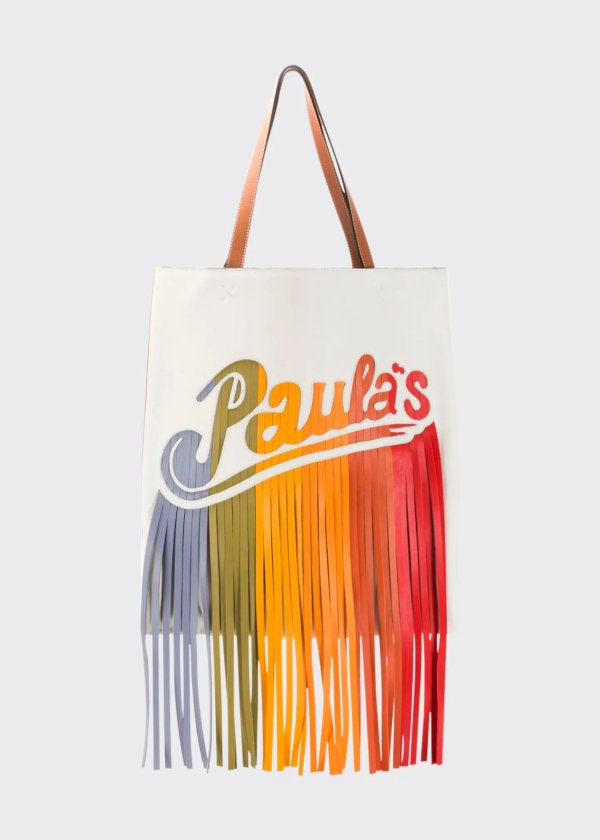 x Paula's Ibiza Colorblock Fringe Tote Bag