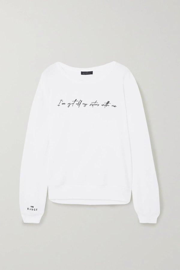 + International Women's Day embroidered cotton-blend terry sweatshirt