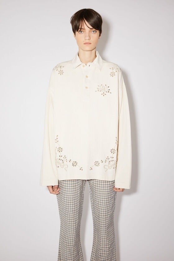 Embroidered polo shirt - Ecru beige