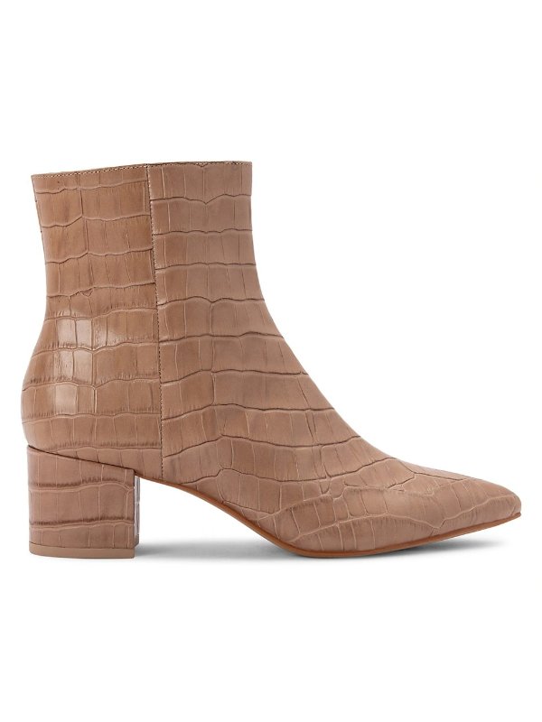 Croc-Embossed Leather Boots
