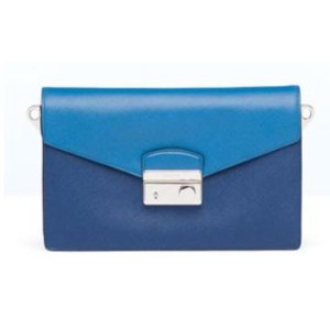 Prada Saffiano Bi-Color Sound Bag, Blue