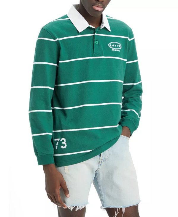 Men's Relaxed-Fit Long-Sleeve Rugby Shirt, Created for Macy's