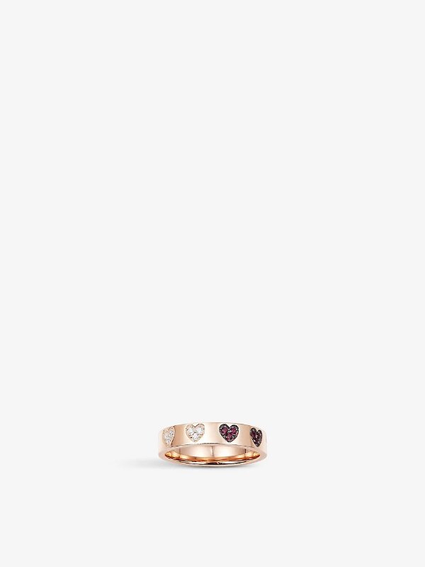 Heart 18ct rose gold-plated metal alloy and zirconia ring