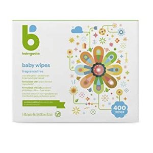 Babyganics  Baby Wipes, Babyganics Unscented Diaper Wipes , 400 Count, (5 Packs of 80), Non-Allergenic