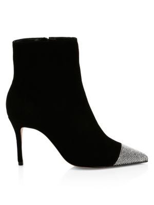 - Jeweled Stiletto Suede Booties