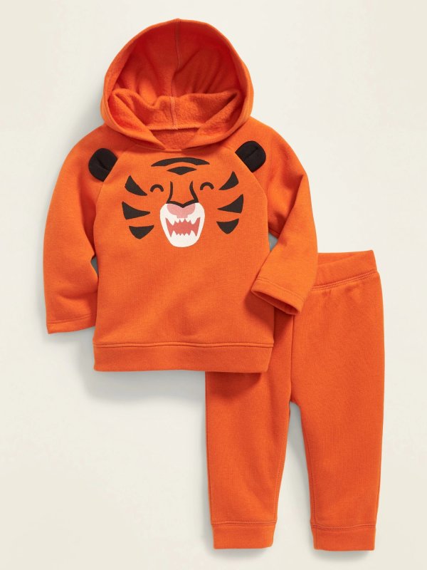 Critter-Graphic Pullover Hoodie & Jogger Set for Baby
