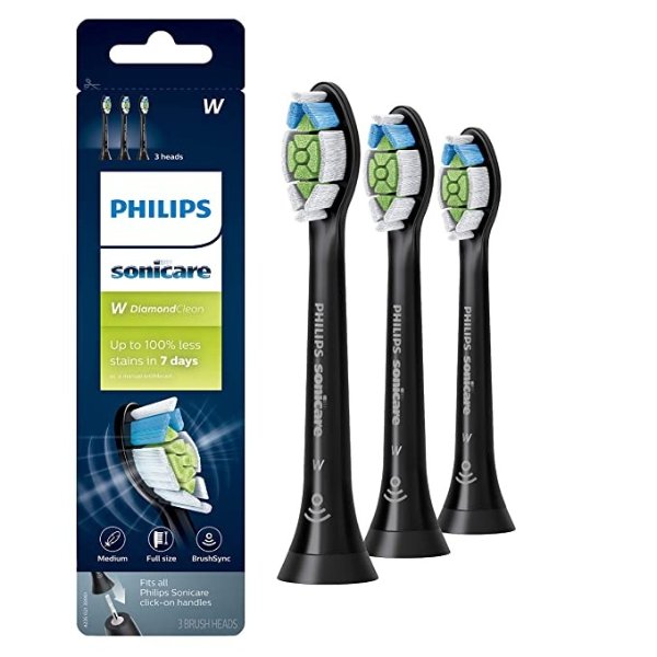 Genuine Philips Sonicare DiamondClean Toothbrush Head, 3 Pack, Black, HX6063/95
