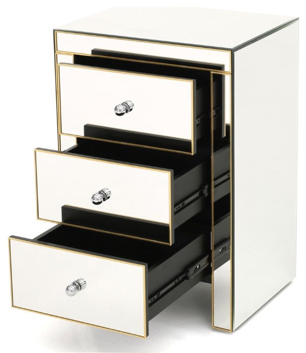 GDF Studio Langley Mirrored 3 Drawer Side Table - Contemporary - Side Tables And End Tables - by GDFStudio