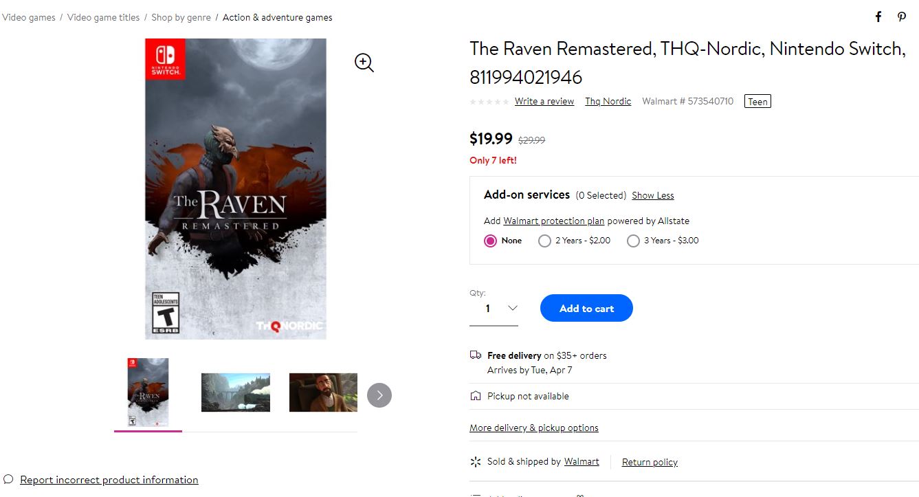 The Raven Remastered, THQ-Nordic, Nintendo Switch, 811994021946乌鸦