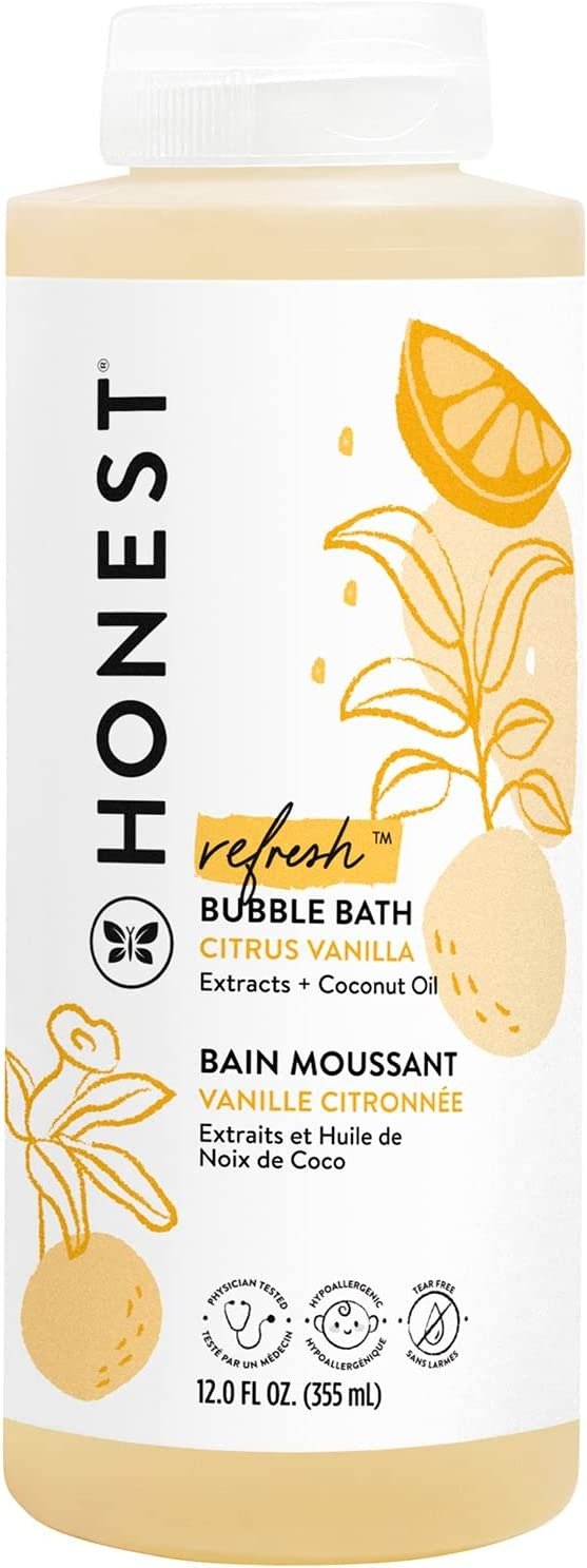 Honest Perfectly Gentle Hypoallergenic Bubble Bath With Naturally Derived Botanicals, Sweet Orange Vanilla, 12 Fluid Ounce