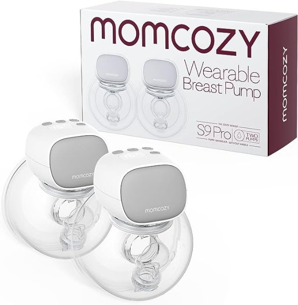 Hands Free Breast Pump S9 Pro Updated, Wearable Breast Pump of Longest Battery Life & LED Display, Double Portable Electric Breast Pump with 2 Modes & 9 Levels - 24mm, 2 Pack Gray
