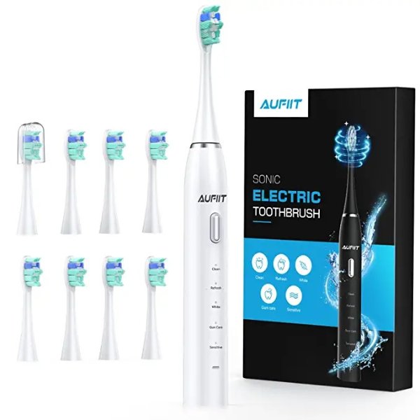 AUFIIT Electric Toothbrush with 8 Brush Heads