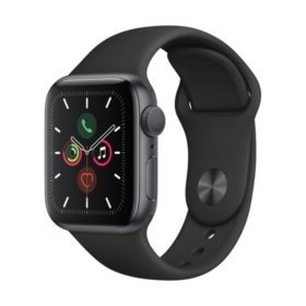Watch Series 5 GPS Space Gray with Black Band (Choose Size) - Sam's Club