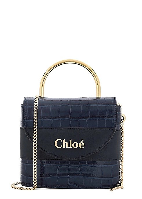 Aby mini navy leather cross-body bag