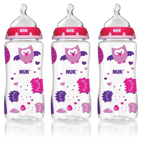Woodlands Baby Bottle with Perfect Fit Nipple, 10 oz, 3-Count , Medium Flow, Girl Design