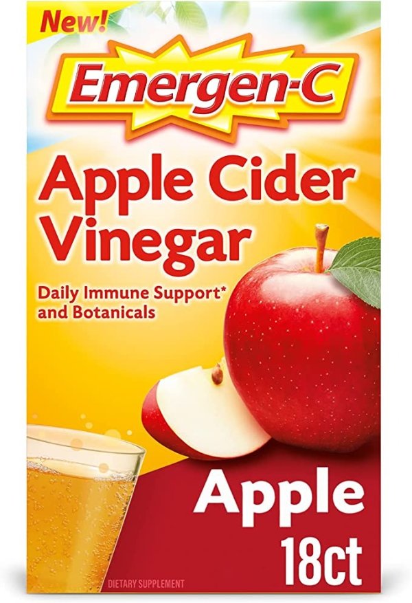 -C Apple Cider Vinegar Vitamin C Fizzy Drink Mix, Dietary Supplement for Immune Support, Apple - 18 Count