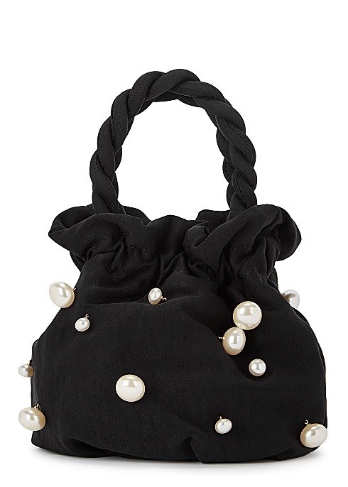 Grace faux pearl-embellished top handle bag