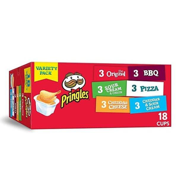 Flavored Variety Pack Potato Crisps - Original, Sour Cream and Onion, Cheddar Cheese, BBQ, Pizza, Cheddar and Sour Cream (18 Count)