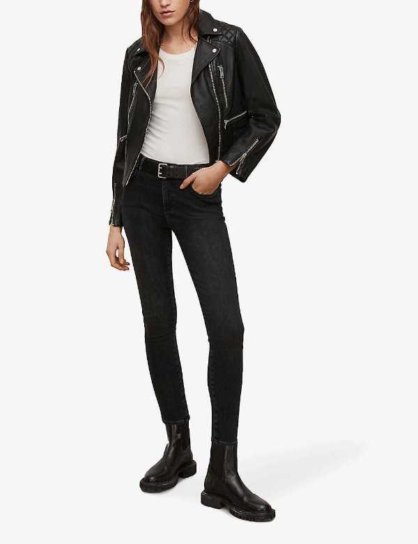 Sulby cropped leather biker jacket