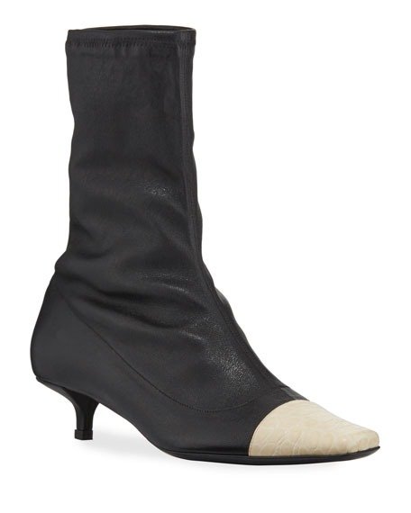 Karl Two-Tone Leather Booties