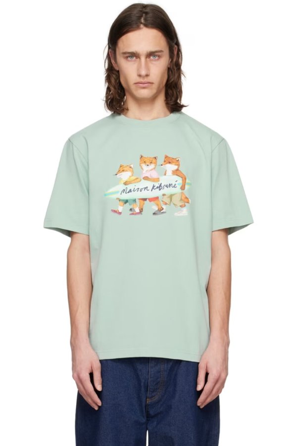 Green Surfing Foxes T-Shirt