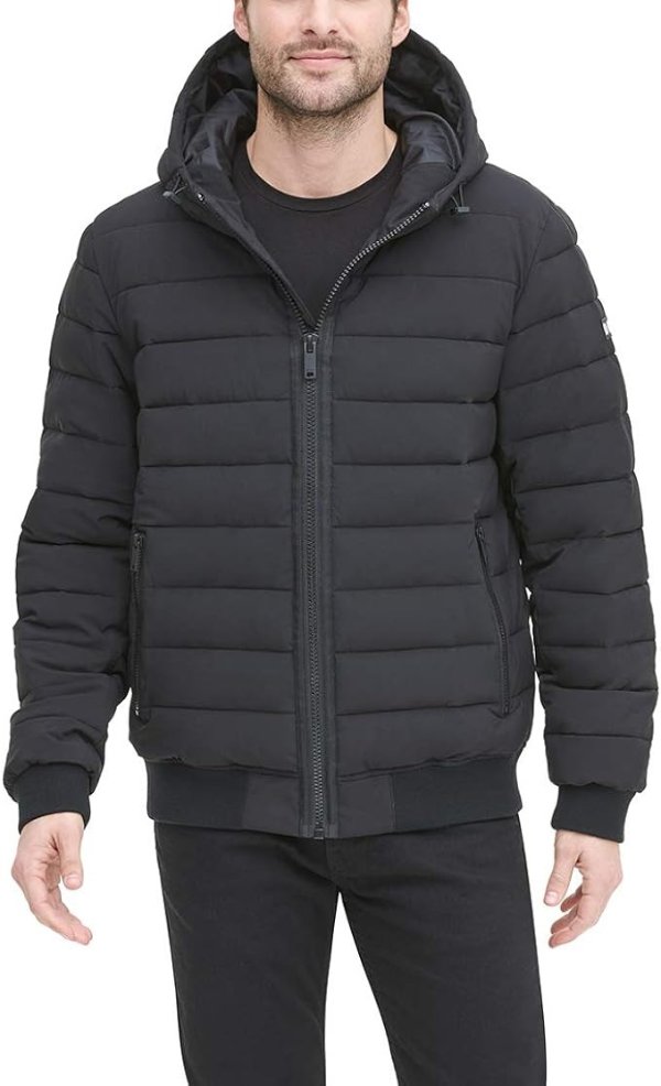 Men's Quilted Performance Hooded Bomber Jacket