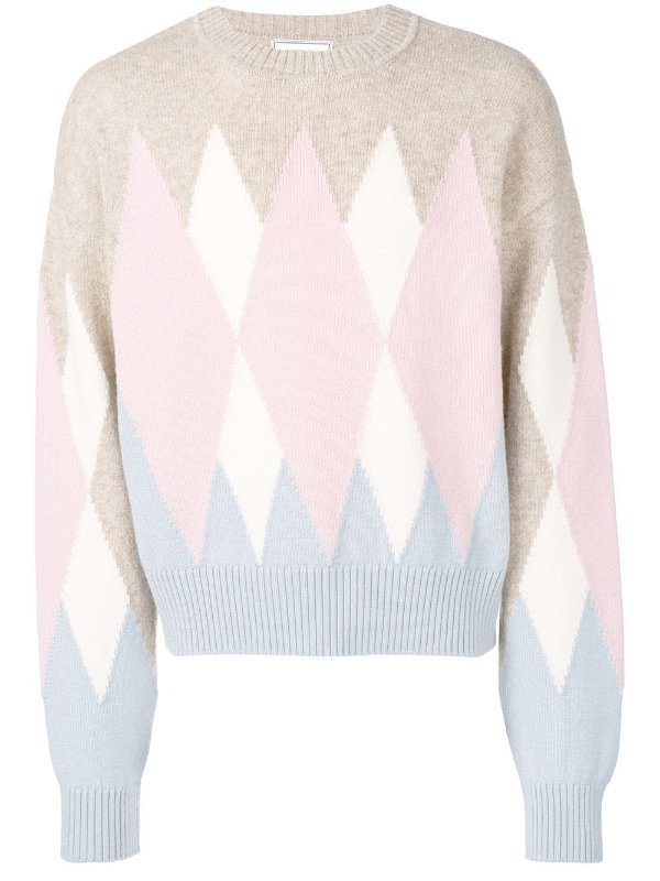 Crewneck Sweater Argyle Pattern