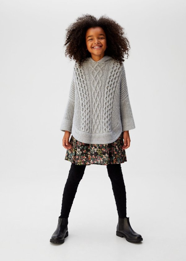 Hooded knit cape - Girls | OUTLET USA