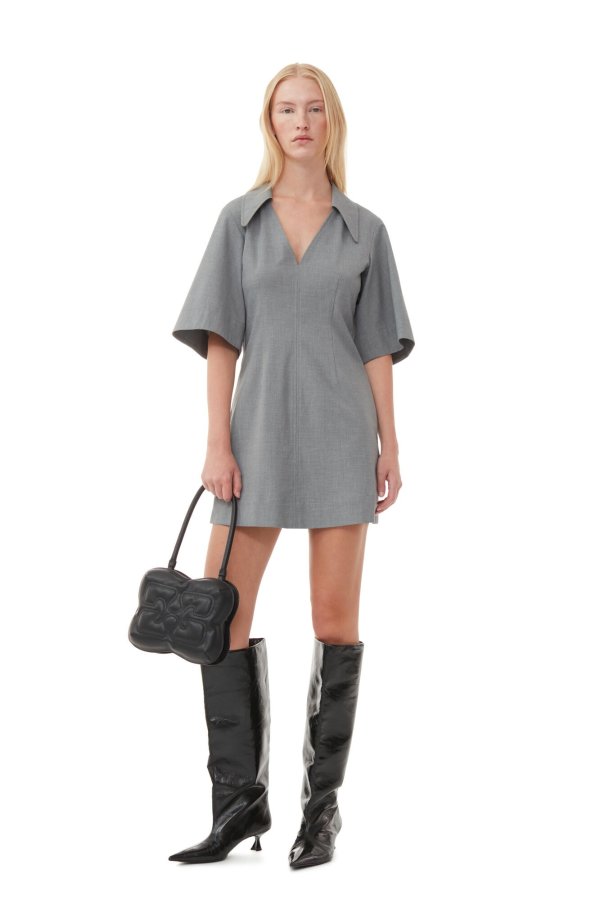 Grey Drapey Melange Mini Dress