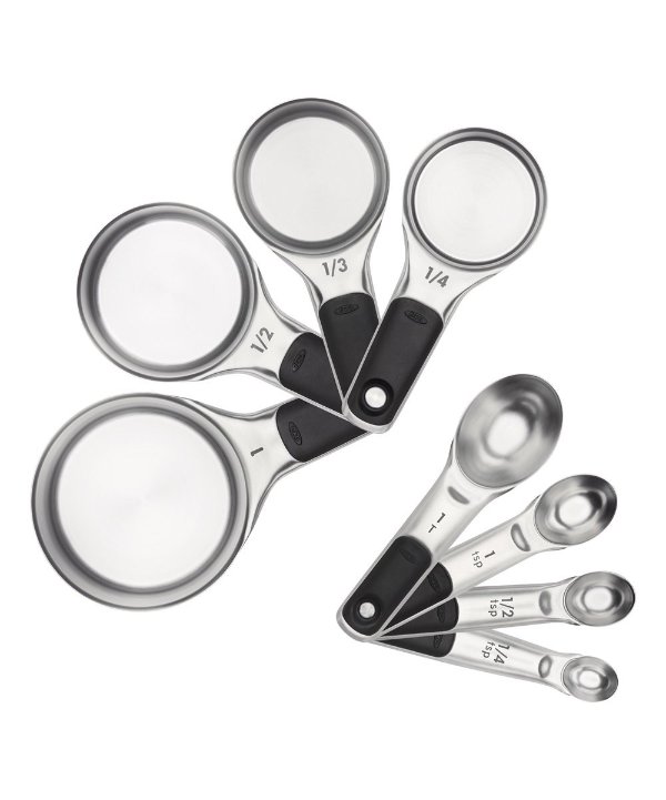 Good Grips Eight-Piece Stainless Steel Measuring Cups & Spoons