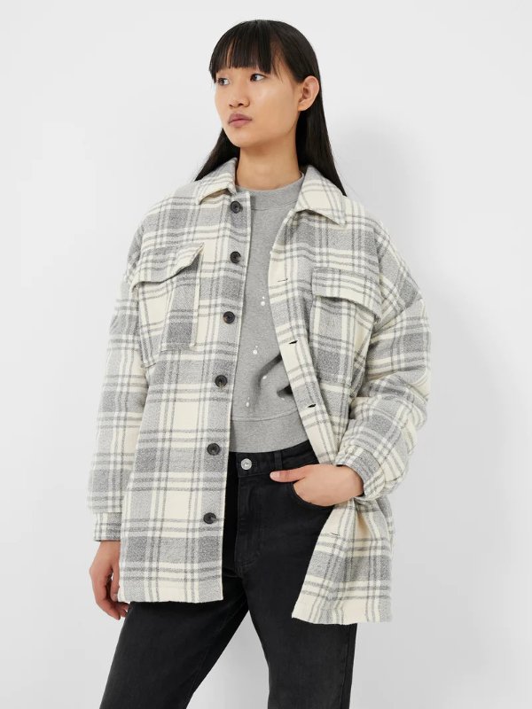 Caty Checked Shacket Multi | French Connection USCaty Checked Shacket