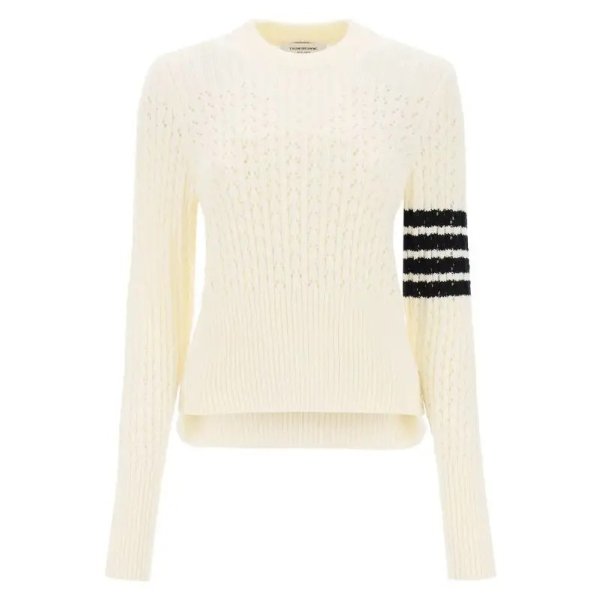 THOM BROWNE pointelle stitch merino wool 4-bar sweater