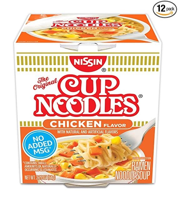 Cup Noodles Ramen Noodle Soup, Chicken, 2.25 Ounce (Pack of 12)